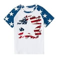 thumbnail image 1 of GERsome Unisex Kids 4th of July Crew Neck T Shirts, Girls American Flag Short Sleeve Graphic Tees Boys USA Star Stripes Color Block Patriotic Tops, Sizes 4-5 Years, 1 of 8