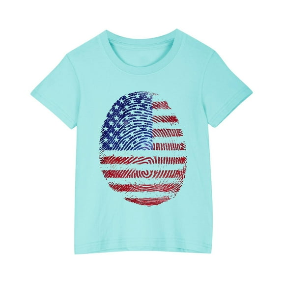 GERsome Unisex Kids 4th of July T-Shirts Boys Girls Cotton Short Sleeve Casual Crew Neck Patriotic Tops American Flag Graphic Tee, Sizes 3-4 Years