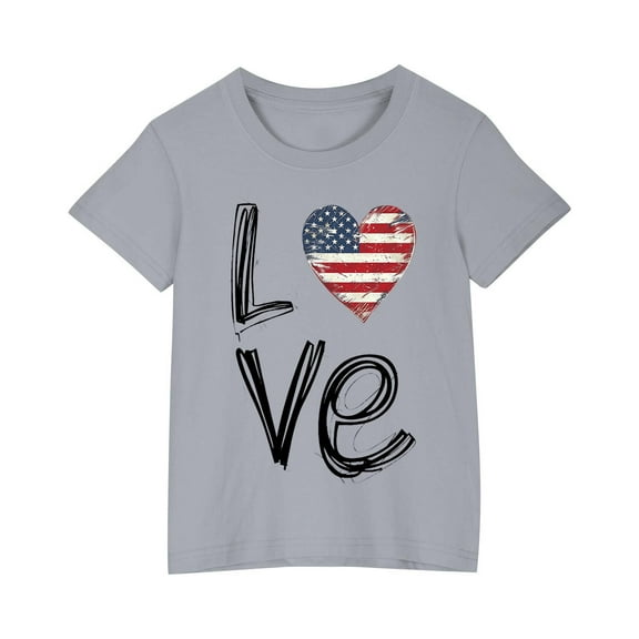 GERsome Unisex Kids 4th of July T-Shirts Boys Girls Cotton Short Sleeve Casual Crew Neck Patriotic Tops American Flag Graphic Tee, Sizes 3-4 Years