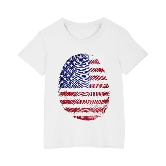 GERsome Unisex Kids 4th of July T-Shirts Boys Girls Cotton Short Sleeve Casual Crew Neck Patriotic Tops American Flag Graphic Tee, Sizes 4-5 Years