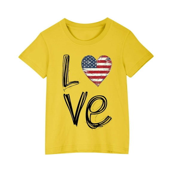 GERsome Unisex Kids 4th of July T-Shirts Boys Girls Cotton Short Sleeve Casual Crew Neck Patriotic Tops American Flag Graphic Tee, Sizes 5-6 Years