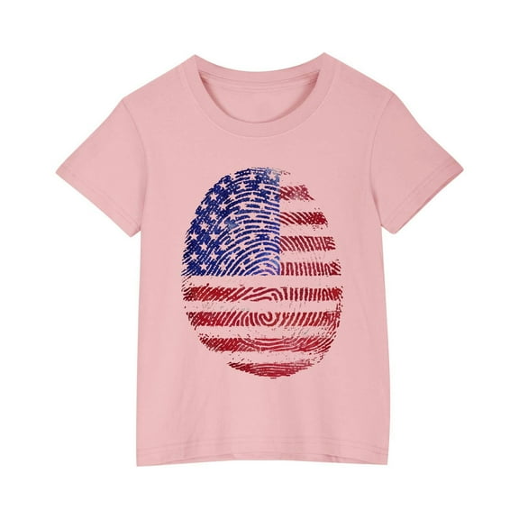 GERsome Unisex Kids 4th of July T-Shirts Boys Girls Cotton Short Sleeve Casual Crew Neck Patriotic Tops American Flag Graphic Tee, Sizes 7-8 Years