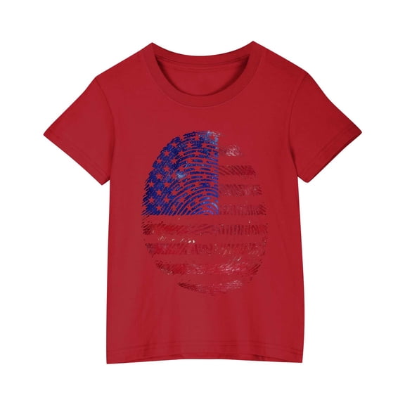 GERsome Unisex Kids 4th of July T-Shirts Boys Girls Cotton Short Sleeve Casual Crew Neck Patriotic Tops American Flag Graphic Tee, Sizes 9-10 Years