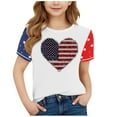 thumbnail image 1 of GERsome Unisex Kids American Flag Short Sleeve T-Shirts 4th of July Crew Neck Pullover Tops, Toddler, Little Kids Boys, Girls, 5-6 Years, 1 of 4