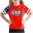 thumbnail image 1 of GERsome Unisex Kids American Flag Short Sleeve T-Shirts 4th of July Crew Neck Pullover Tops, Toddler, Little Kids Boys, Girls, 9-10Years, 1 of 4