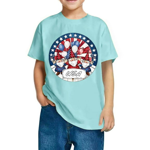 GERsome Unisex Kids American Flag T-Shirts Girls Cotton Short Sleeve Crew Neck Tops 4th of July Funny USA Patriotic Graphic Tee, 3-4 Years
