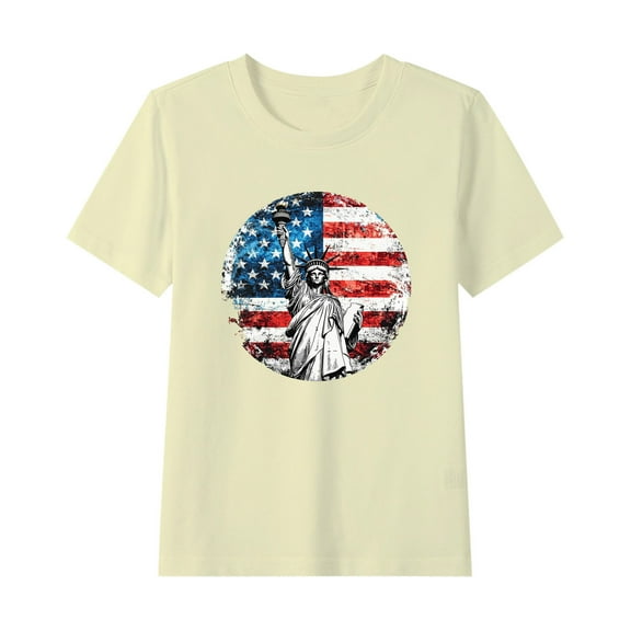 GERsome Unisex Kids American Flag T-Shirts Girls Cotton Short Sleeve Crew Neck Tops 4th of July Funny USA Patriotic Graphic Tee, Sizes 12-13 Years