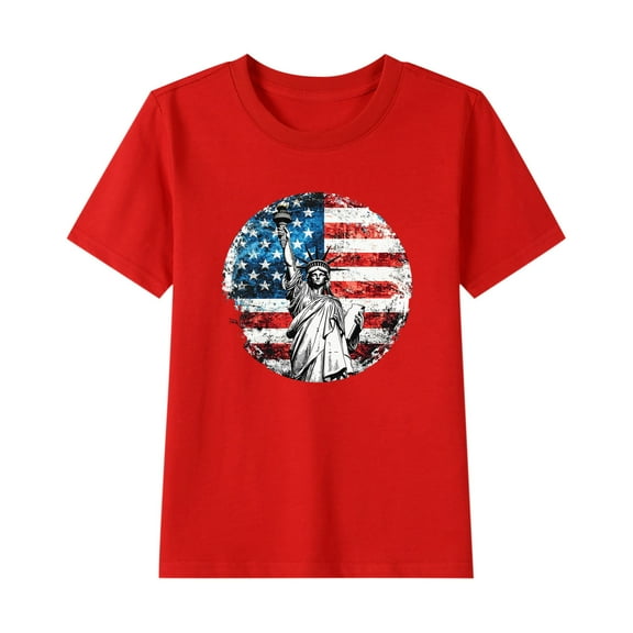 GERsome Unisex Kids American Flag T-Shirts Girls Cotton Short Sleeve Crew Neck Tops 4th of July Funny USA Patriotic Graphic Tee, Sizes 2-3 Years
