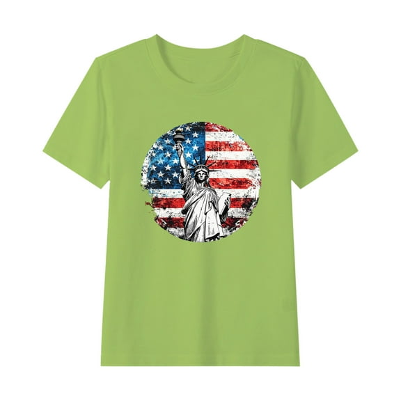 GERsome Unisex Kids American Flag T-Shirts Girls Cotton Short Sleeve Crew Neck Tops 4th of July Funny USA Patriotic Graphic Tee, Sizes 2-3 Years