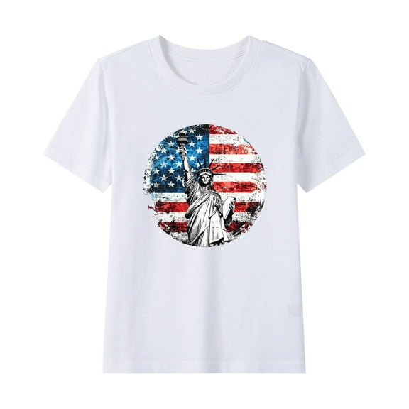 GERsome Unisex Kids American Flag T-Shirts Girls Cotton Short Sleeve Crew Neck Tops 4th of July Funny USA Patriotic Graphic Tee, Sizes 3-4 Years