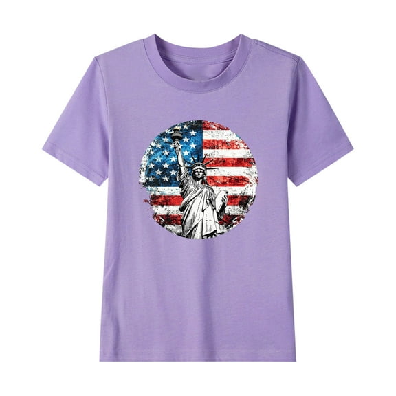 GERsome Unisex Kids American Flag T-Shirts Girls Cotton Short Sleeve Crew Neck Tops 4th of July Funny USA Patriotic Graphic Tee, Sizes 3-4 Years