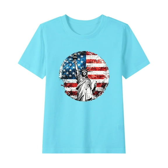 GERsome Unisex Kids American Flag T-Shirts Girls Cotton Short Sleeve Crew Neck Tops 4th of July Funny USA Patriotic Graphic Tee, Sizes 3-4 Years