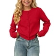 thumbnail image 1 of GERsome Unisex Kids Cardigans Sweaters Knitting Cotton Long Sleeve Button-Down Boys Girls Tops Red Size 1-2 Years, 1 of 9