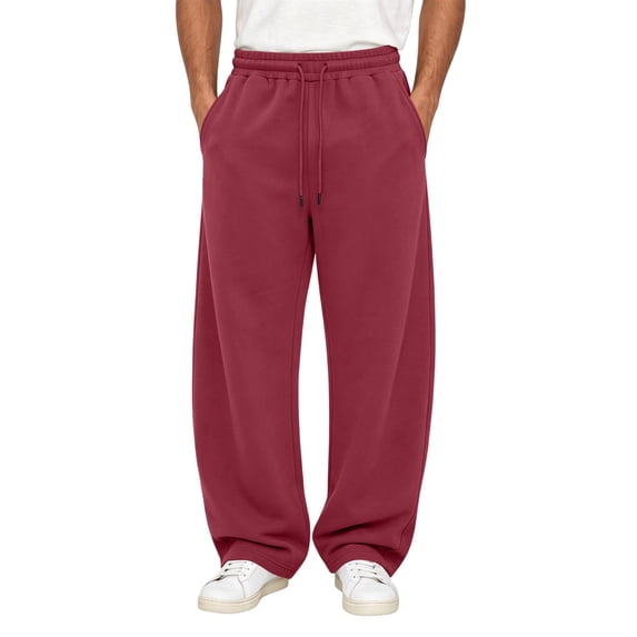GERsome Wide Leg Sweatpants with Pockets Men's Open Bottom Pants Drawstring Waist Athletic Sweat Pants