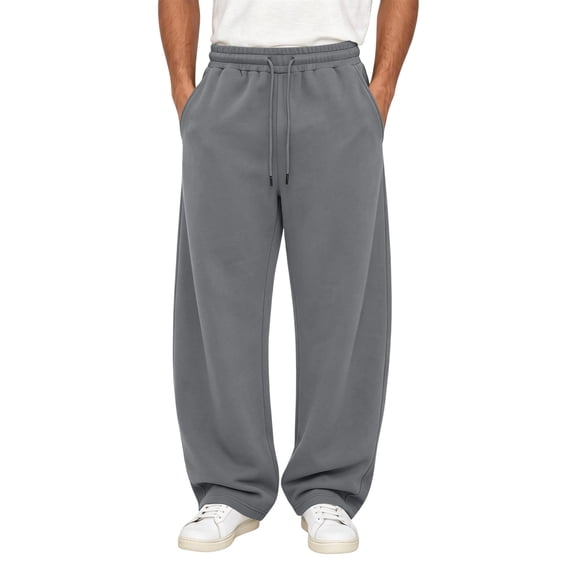 GERsome Wide Leg Sweatpants with Pockets Men's Open Bottom Pants Drawstring Waist Athletic Sweat Pants