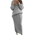 thumbnail image 1 of GERsome Women Casual Chunky Cable Knit Long Pencil Skirt 2 Piece Outfit Oversized Pullover Sweater Sets, 1 of 5