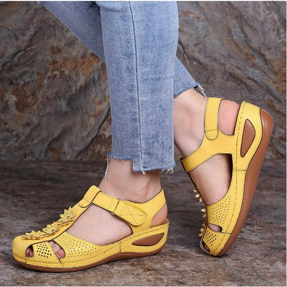 GERsome Women Dressy Summer Sandals Comfortable Closed Toe Walking Flat Sandal