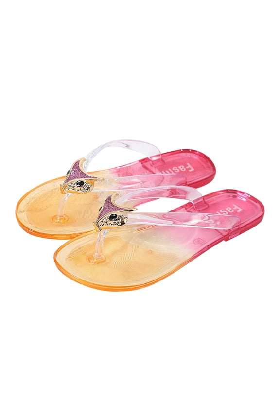 Women Flip Flops Jelly Thong Sandals Rubber Flat Beach Rain Slippers