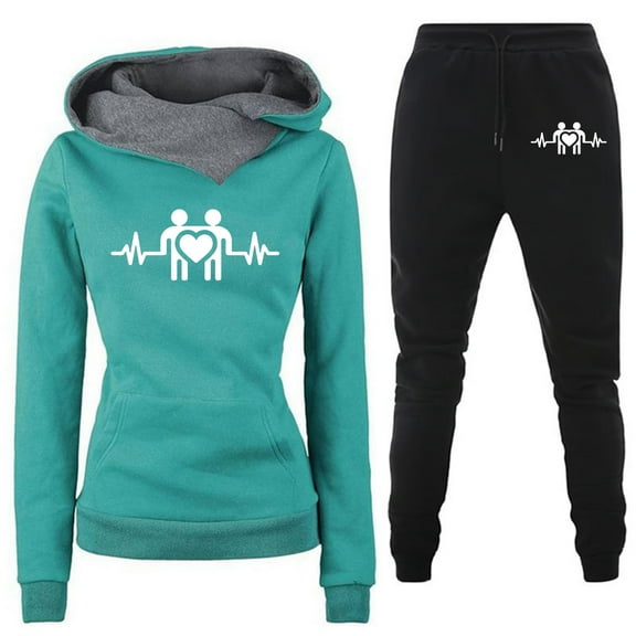 GERsome Women Hoodies Sweatsuit Long Sleeve Hooded Matching Joggers Sweatpants 2 Piece Tracksuit Sets