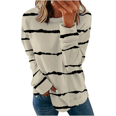 GERsome Women Oversized Striped Crewneck Sweatshirt Long Sleeve Color Block Pullover Tops Casual Loose Workout Shirt(S-XXXL)