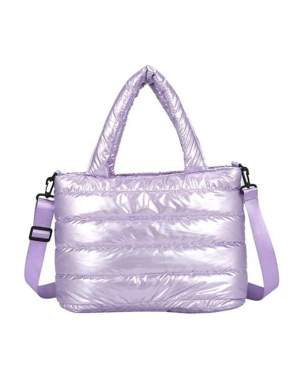 Women Quilted Puffer Tote Bag Soft Padded Down Winter Handbag Space Totes Puffer Shoulder Bag Pillow Shopper Bag