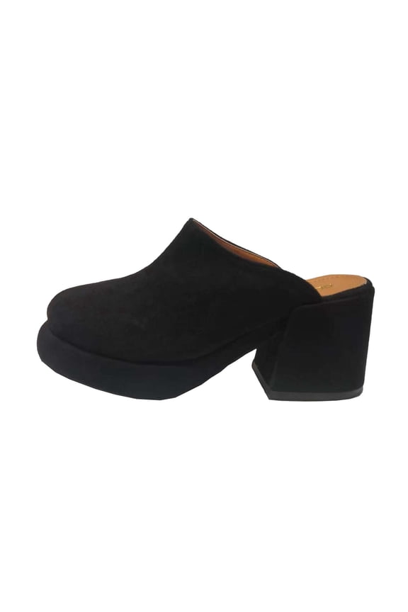 Women Round Closed Toe Mules Slip On Retro Low Chunky Block Heel Slides Slippers Women Casual Walking Dress Shoes