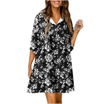 GERsome Women Summer Casual Short Sleeve V Neck Sundress Flowy Beach Dress Vacation Outfits