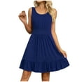 thumbnail image 1 of GERsome Women Summer Casual Swing T Shirt Dresses Pleated Beach Cover up Plain Tank Dress, 1 of 5