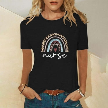GERsome Women Trendy Letter Print Short Sleeve Tops Holiday Tunic Tshirt