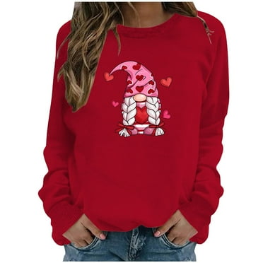GERsome Women Valentine's Day Sweatshirts Crewneck Long Sleeve Shirt Heart Graphic Pullover Tops