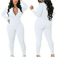 thumbnail image 1 of GERsome Women Yoga Jumpsuits Workout Ribbed Long Sleeve Zip Front Sport Jumpsuits, 1 of 1