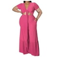 thumbnail image 1 of GERsome Women's 2 Piece Outfits Short Sleeve Strappy Crop Tops and High Waist Wide Leg Pant Sets Plus Size Lounge Outfits XL-5XL (Hot Pink,XL), 1 of 6