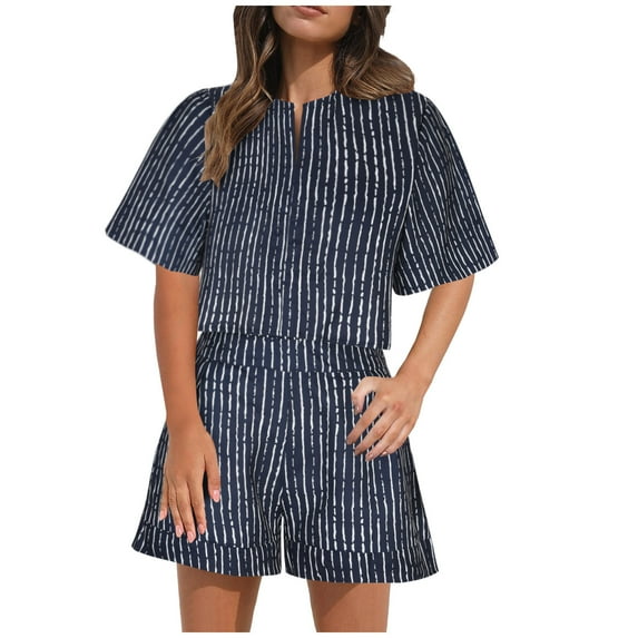 GERsome Women's 2 Piece Outfits Summer Lounge Sets Short Sleeve V Neck Tee Shirts and Shorts Tracksuit Loungewear M-XL (Gray,M)