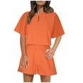 thumbnail image 1 of GERsome Women's 2 Piece Outfits Summer Lounge Sets Short Sleeve V Neck Tee Shirts and Shorts Tracksuit Loungewear M-XL (Orange,XL), 1 of 7