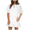 thumbnail image 1 of GERsome Women's 2 Piece Outfits Summer Lounge Sets Short Sleeve V Neck Tee Shirts and Shorts Tracksuit Loungewear M-XL (White,XL), 1 of 7