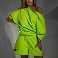 thumbnail image 1 of GERsome Women's 2 Piece Outfits Sweater Set Off Shoulder Casual Loose Top with Short Suits, 1 of 6
