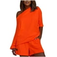 thumbnail image 1 of GERsome Women's 2 Piece Outfits Sweater Set Off Shoulder Casual Loose Top with Short Suits, 1 of 6