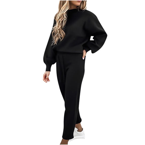 GERsome Women's 2 Piece Oversized Outfits Crew Neck Sweatshirts Jogger Pants Set