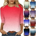 thumbnail image 1 of GERsome Women's 3/4 Sleeve Shirts, Casual Crew Neck Tunic Tops Loose Fit Pullover Gradient Color Shirts S-2XL /L, 1 of 5