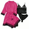 thumbnail image 1 of GERsome Women's 4pcs Sleepwear Satin Floral Lace Trim Cami Pajama Set with Robe, 1 of 2
