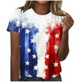 thumbnail image 1 of GERsome Women's 4th of July Short Sleeve T Shirts American Flag Patriotic Tops USA Flag Stars Stripes Crewneck Loose Fit Summer Tee S-2XL, 1 of 4