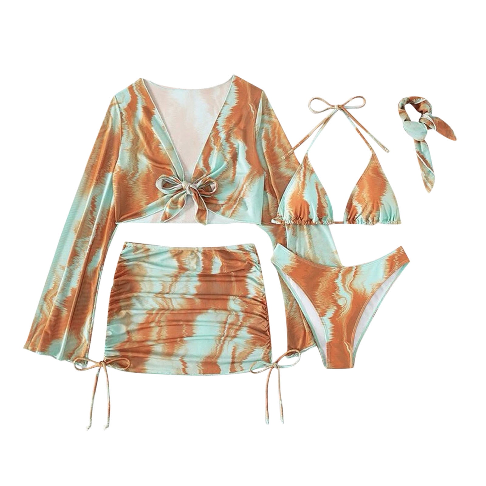 3Pack Tie Dye Bikini Swimsuit & Mesh Cover Up 3Pack Tie Dye Bikini Swimsuit & Mesh Cover Up
