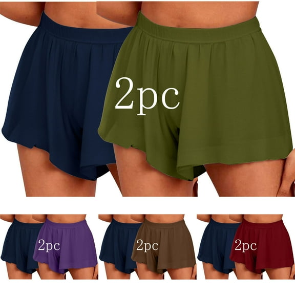 GERsome Women's Athletic Shorts Summer Gym Yoga Shorts Running Shorts Soft Elastic Shorts, Pack of 2, S-XXL