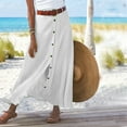 thumbnail image 1 of GERsome Women's Boho Elastic Waist A-Line Solid Maxi Skirt Front Split Button Skirts, 1 of 5