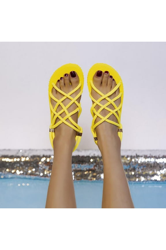 Women's Braid Rope Sandals Summer Casual Fashion Lace-up Braided Flat Sandals Open Toe Slingback Comfort Beach Sandals Shoes