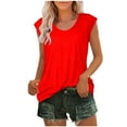 thumbnail image 1 of GERsome Women's Cap Sleeve Tank Tops U Neck Spring Summer T-Shirt Casual Workout Solid Color Tee Shirts S-3XL, 1 of 6