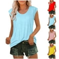thumbnail image 1 of GERsome Women's Cap Sleeve Tank Tops U Neck Spring Summer T-Shirt Casual Workout Solid Color Tee Shirts S-3XL, 1 of 6