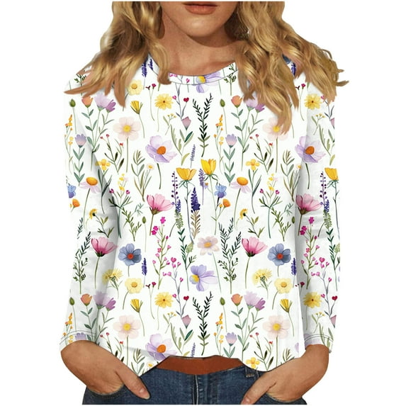 GERsome Women's Casual 3/4 Sleeve T-Shirts Loose Round Neck Cute Tunic Tops Basic Tees Blouses