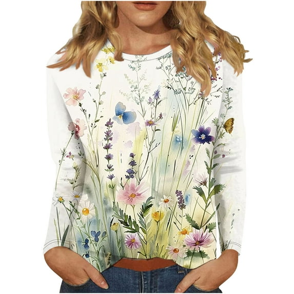 GERsome Women's Casual 3/4 Sleeve T-Shirts Loose Round Neck Cute Tunic Tops Basic Tees Blouses