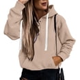thumbnail image 1 of GERsome Women's Casual Hoodies Long Sleeve V Neck Lightweight Drawstring Pullover Tops Loose Sweatshirt with Pocket, 1 of 7